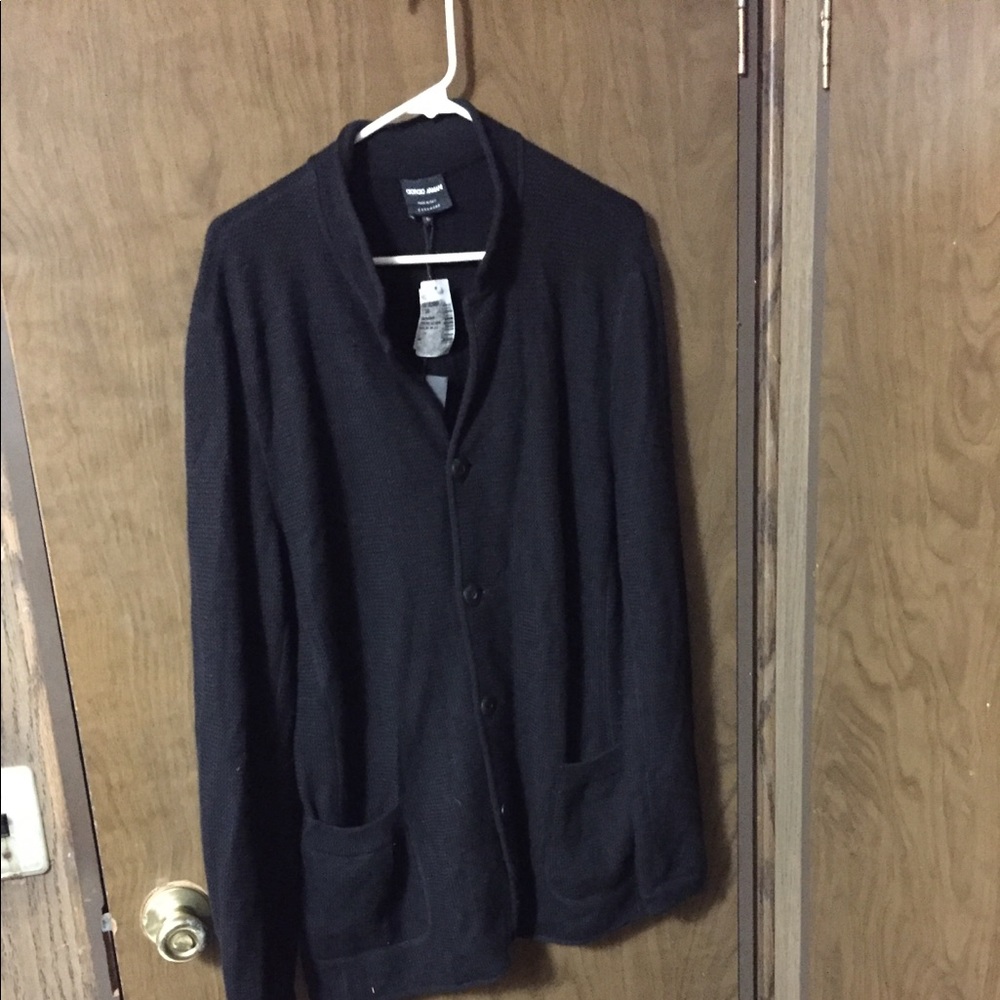 Armani  2 button double breasted cashmere sweater.